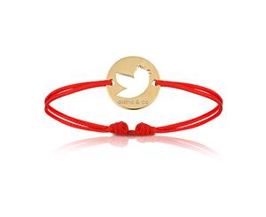 aaina & co Girls Yellow Gold Bird Bracelet with Red Cord