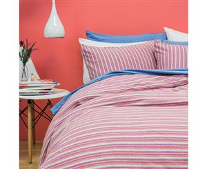 Bambury BedT 100% Cotton Jersey Quilt Cover Set | King| Dahlia Stripe Pink