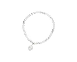 Fable Womens/Ladies Matt Beaded Bracelet With Faux Pearl Charm (Silver) - JW988