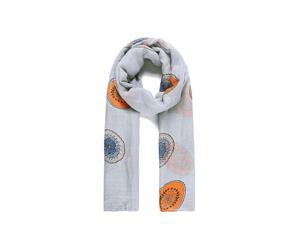 Fable Womens/Ladies Round Flower Print Scarf (White/Blue/Orange) - JW918