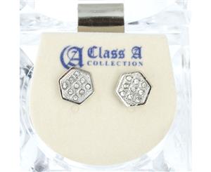 Iced Out Bling Earrings Box - HEXAGON 8mm - Silver