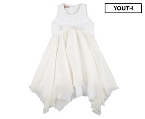 La Stupenderia Girls' Bow Dress - White