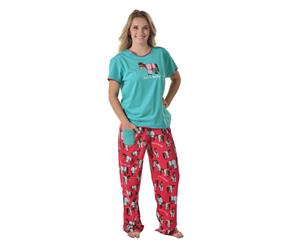 Lazy One HTS298/HPP298 I Don't Do Mornings Green and Red Pyjama Set - Green and Red