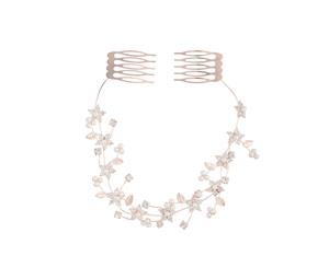 Lovisa Rose Gold Diamante Flower Pearl Hair Vine