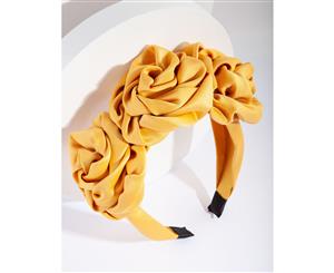 Lovisa Womens Satin Fabric Triple Flower Headband Yellow - Hair Accessory