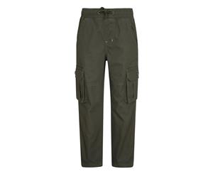 Mountain Warehouse Pull Up Kids Jersey Lined Cargo Trouser Cotton Draw Cord - Khaki