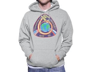 NASA ISS Expedition 6 STS 113 Mission Badge Distressed Men's Hooded Sweatshirt - Heather Grey