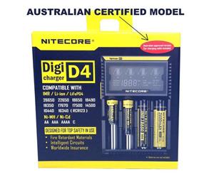 Nitecore D4 Charger Real Time LCD Volt / Current Display - NIMH Li Ion NiCad IMR & LiFePO4 Batteries