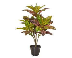 Rogue Plastic Fabric Wire Indoor Artificial Croton Plant Green/Burgundy