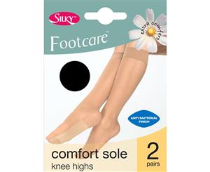 Silky Ladies Footcare Comfort Sole Knee Highs (2 Pairs) (Black) - LW173