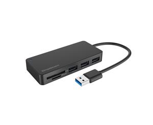 Simplecom CH368 3 Port USB 3.0 Hub with Dual Slot SD MicroSD Card Reader