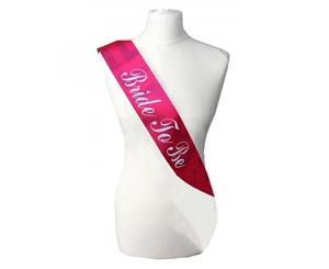 Single Layer HotPink With White Satin Bride To Be Night Party Text Sash Banner 160cm x 80cm x 10cm