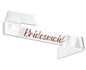 Single Layer White with RoseGold Satin Bridemaid Night Party Text Sash Banner 160cm x 80cm x 10cm