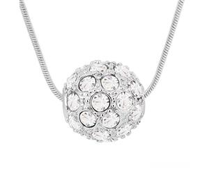 Swarovski Crystal Elements - Shamballa Ball Necklace - 5 Colours - White Gold Plate - Valentine's Day Gift Idea - Clear Crystal