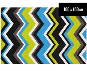 World Pictures 100x150cm Chevron Rug - Teal/Lime