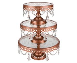 3-Piece Glass Cake Stand Set | Rose Gold | Victoria Collection