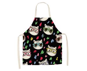 Adjustable Cotton Linen Cooking Apron - Black