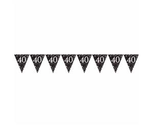 Amscan Sparkling Gold Celebration 40Th Birthday Decorative Bunting (Black/Gold) - SG9898