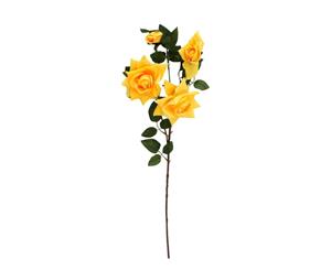 Artificial Fake Flowers Bouquet Greenery Foliage Leaf Roses Wedding Decor[Design Rose D (Yellow) (80cm)]