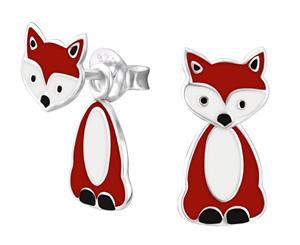 Kids Silver Fox Colorful Stud Earrings