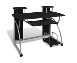 Mobile Computer Desk with Pull-out Tray Black Office Table Workstation