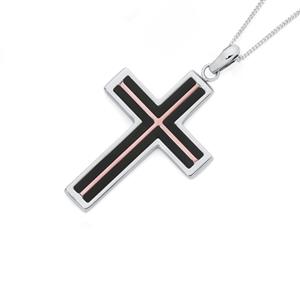 Steel Black & Rose Plate Cross