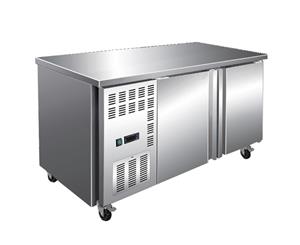 Thermaster 268L Stainless Steel Large Double Door Workbench Freezer - Silver