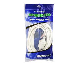 Ultracharge 10m AC Extension Lead Cable - White