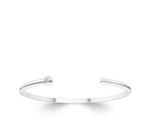 White On White Fashion Diamond Cuff Bracelet For Women In Sterling Silver - Sterling Silver