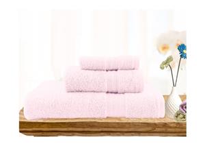 3 Piece Ultra-light Cotton Bath Towel Set in Baby Pink