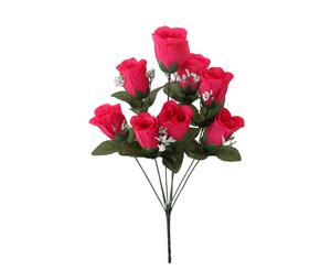 Artificial Fake Flowers Bouquet Greenery Foliage Leaf Roses Wedding Decor[Design Rose A (Hot Pink)]