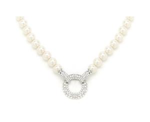 Bella Krystal - Women's Alana Pearl Necklace with Crystal Hoop