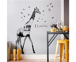 Black Giraffe Decals Wall Sticker (Size 128cm x 119cm)