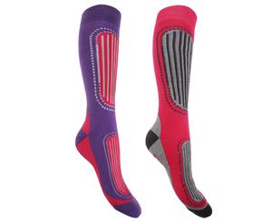 Floso Womens/Ladies Ski Socks (Pack Of 2) (Fuchsia/Purple) - W453