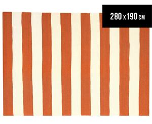 Hannah Pure Wool Flatweave 280x190cm Large Rug - Orange