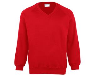 Maddins Childrens Unisex Coloursure V-Neck Sweatshirt / Schoolwear (Red) - RW843