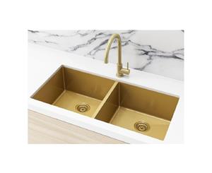 Meir Double Bowl PVD Kitchen Sink 860mm Brushed Bronze Gold MKSP-D860440-BB