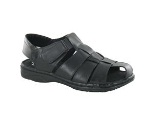 Moza-X Mens Closed Toe Leather Sandals (Black Leather) - KM735