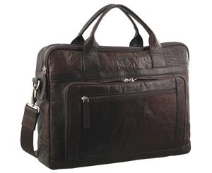 Pierre Cardin Rustic Leather Computer/Business Bag (PC2797) - Brown