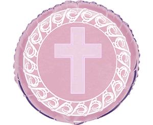 Pink Cross 45cm Foil Balloons - Packaged