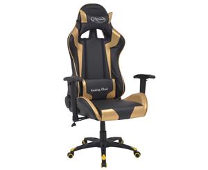 Reclining Racing Gaming Chair Artificial Leather Gold Computer Seating