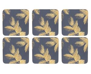 Sara Miller Etched Leaves Navy Coasters Set of 6