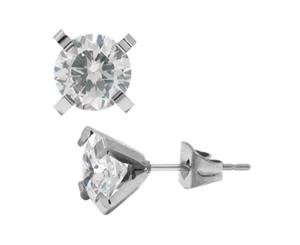 Stainless Steel Cubic Zirconia Studs Earrings - Silver