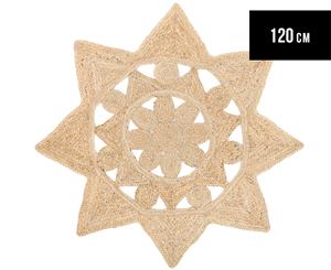 Star-Shaped 120cm Handmade Jute Rug - Natural