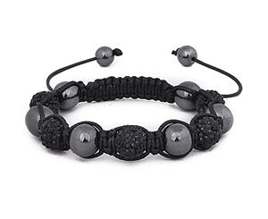 Unisex Bead Wrap Armband - BLACK CRYSTAL - Black