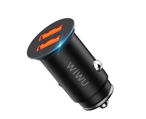 WIWU PC201 Mini Car Charger Adapter Fast Dual Double USB-A Ports Car Charging Mount