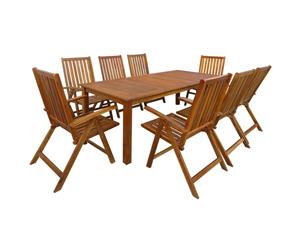 9 Piece Solid Acacia Wood Outdoor Dining Set Garden Patio Table Chair