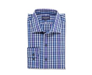 Argo Indigo Check - Men's Fashion Fit/ Button Cuff