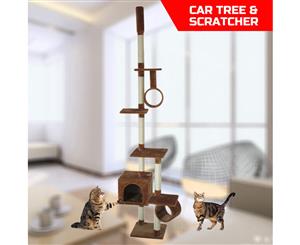 Cat Tree Scratching Post Gym Condo Furniture Scratcher Poles 260Cm Brown