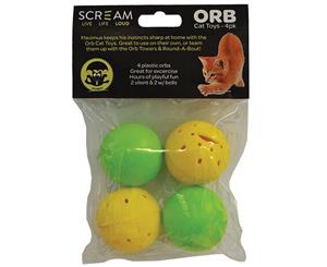 Orb Balls 4 Pack with Rattle for Adult Cats & Kittens